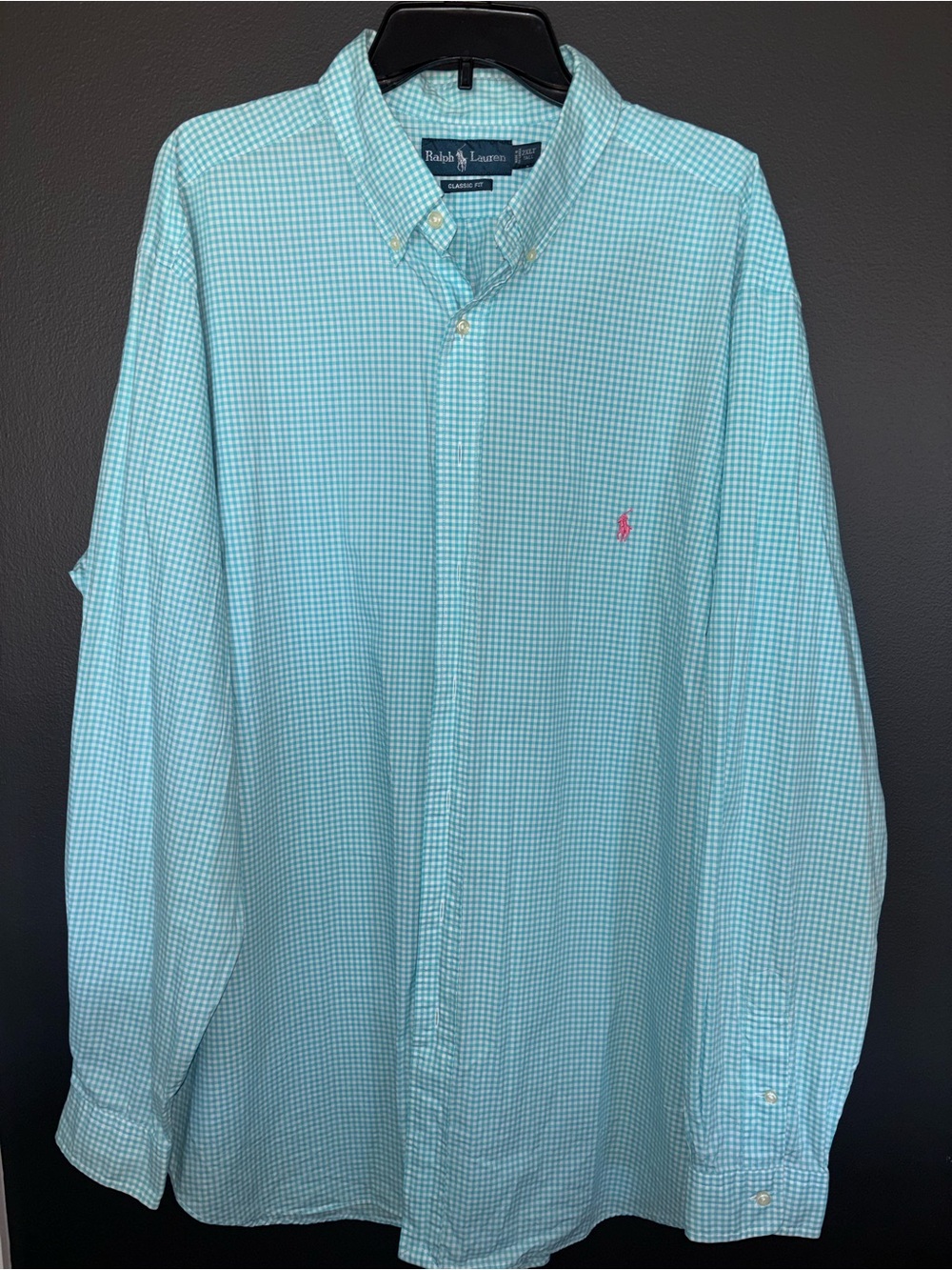 Ralph Lauren Men’s Turquoise Gingham Button-Down Shirt